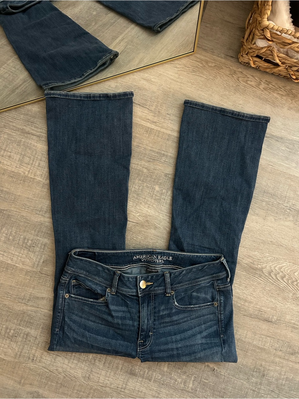 Vintage American Eagle Kick Bootcut Jeans Women Size 12 Short Y2K Low Rise